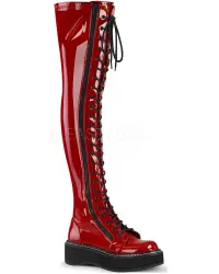 Emily Red Patent Thigh High Gothic Platform Boots