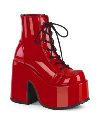 Red Chunky Platform Ankle Boots