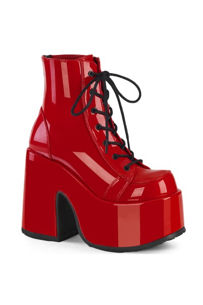 Red Chunky Platform Ankle Boots