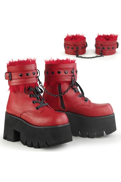 Ashes Red Hobble Boots with Removable Ankle Cuffs