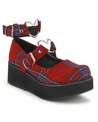 Sprite Red Plaid Heart Ring Platform Mary Jane