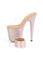 Bejeweled Rose Gold 8 Inch High Platform Sandal
