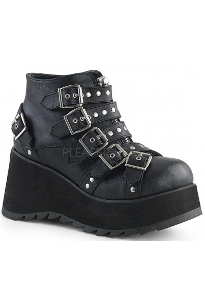 Scene Buckled Black Ankle Boots