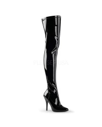 Seduce Black Patent High Heel Thigh High Boots