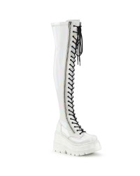 Shaker White Hologram Womens Thigh High Gothic Platform Boots