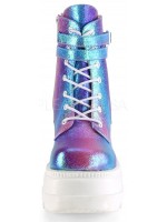 Purple Iridescent Wedge Heel Womens Ankle Boots