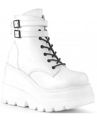 Shaker 52 White Stacked Wedge Ankle Boots
