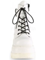 Shaker 52 White Stacked Wedge Ankle Boots