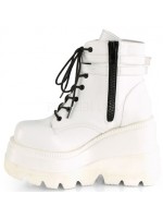 Shaker 52 White Stacked Wedge Ankle Boots