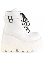 Shaker 52 White Stacked Wedge Ankle Boots