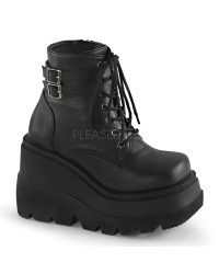 Shaker 52 Lace Up Front Stacked Wedge Ankle Boots