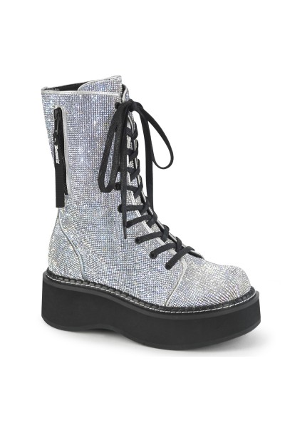 Emily Rhinestone Platform Mid-Calf Boots