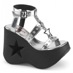 Dynamite Silver Star Platform Wedge Sandal