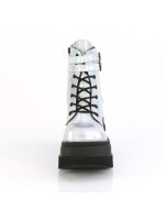 Silver Reflective Wedge Heel Womens Ankle Boots