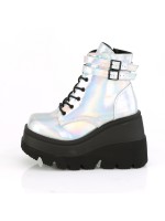 Silver Reflective Wedge Heel Womens Ankle Boots