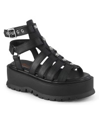 Slacker Black Platform Skull and Crossbones Gladiator Sandals