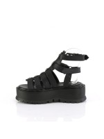 Slacker Black Platform Skull and Crossbones Gladiator Sandals