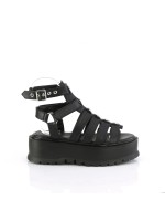 Slacker Black Platform Skull and Crossbones Gladiator Sandals