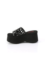 Spider Studded Black Patent Platform Mule