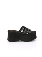 Spider Studded Black Patent Platform Mule