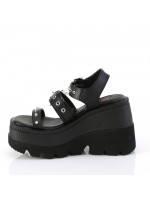 Shaker Black Wedge Platform Sandal