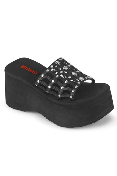 Spider Studded Black Platform Mule