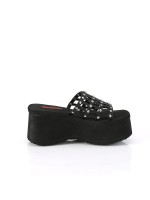 Spider Studded Black Platform Mule