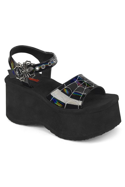 Spider Black Hologram Platform Gothic Sandal