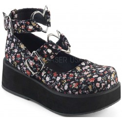 Sprite Floral Print Heart Ring Platform Mary Jane