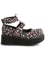 Sprite Floral Print Heart Ring Platform Mary Jane