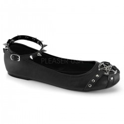 Pentagram Star Black Faux Leather Spiked Ballet Flat