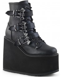 Bat Buckled Swing 103 Wedge Platform Ankle Boots