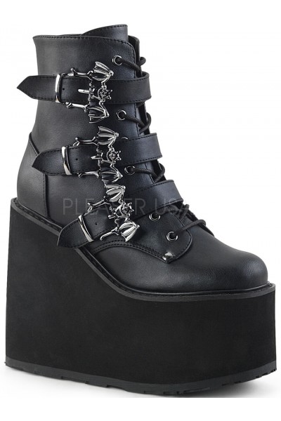 Bat Buckled Swing 103 Wedge Platform Ankle Boots