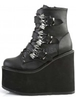 Bat Buckled Swing 103 Wedge Platform Ankle Boots