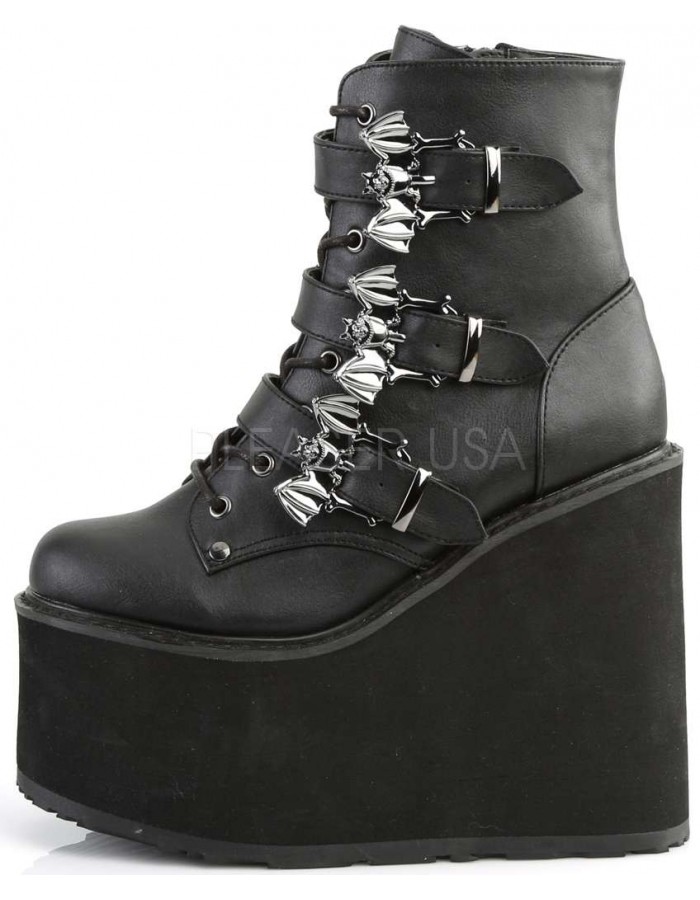Bat Buckled Swing 103 Wedge Platform Ankle Boot Gothic Boots for Women