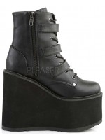 Bat Buckled Swing 103 Wedge Platform Ankle Boots