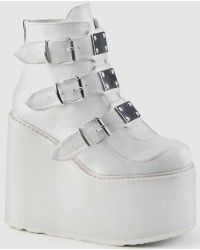 White Swing 105 Platform Wedge Ankle Boots