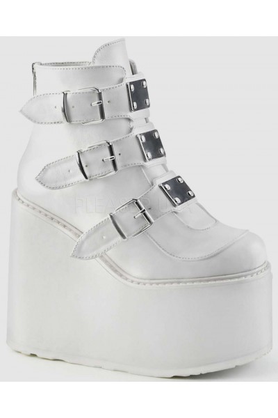 White Swing 105 Platform Wedge Ankle Boots