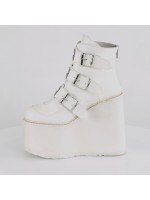 White Swing 105 Platform Wedge Ankle Boots