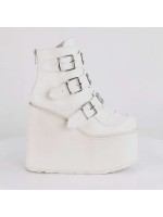 White Swing 105 Platform Wedge Ankle Boots