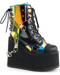 Hologram Bondage Strap Black Gothic Ankle Boots