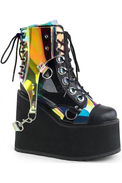 Hologram Bondage Strap Black Gothic Ankle Boots