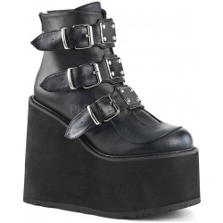 Black Faux Leather Swing 105 Platform Ankle Boots