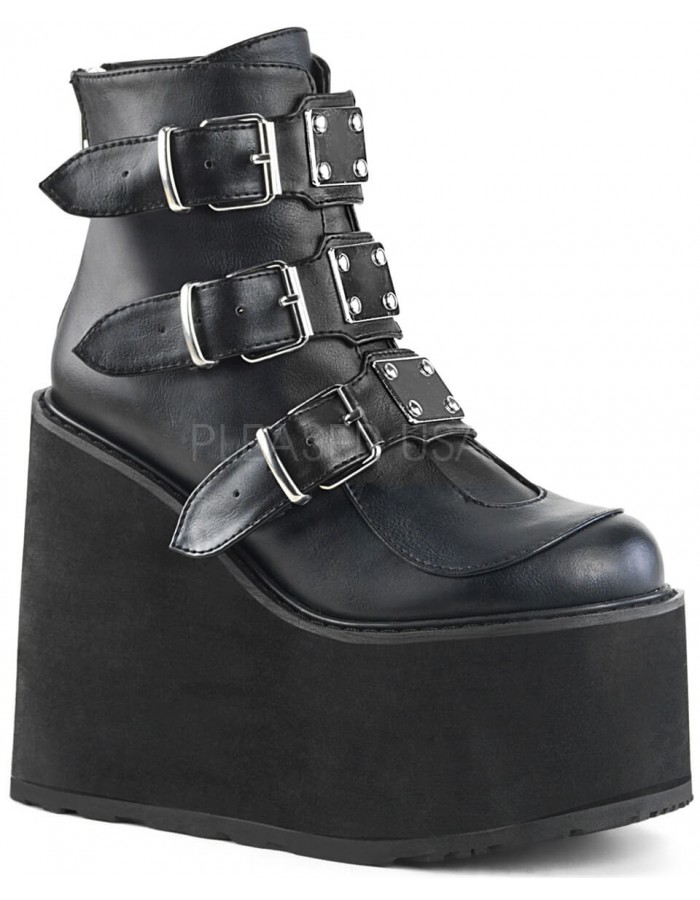 black flat platform boots