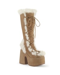 Tan Faux Fur Camel-311 Platform Knee Boot