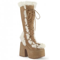 Tan Faux Fur Camel-311 Platform Knee Boot