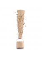 Tan Faux Fur Camel-311 Platform Knee Boot