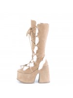 Tan Faux Fur Camel-311 Platform Knee Boot