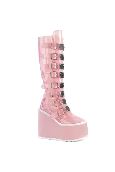 Swing Transparent Pink Womens Platform Boots