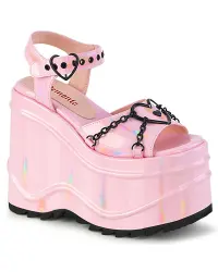 Wave Platform Pink Heart Buckled Platform Sandal